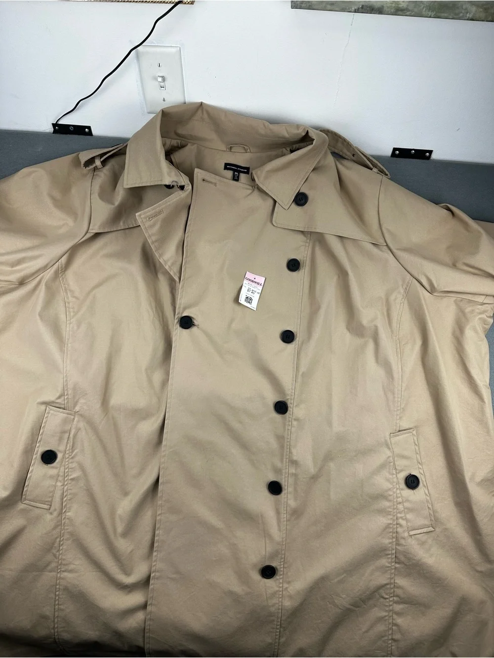 Universal Standard Double Breasted Trench Coat Tan Long Line Size 4XL 38-40